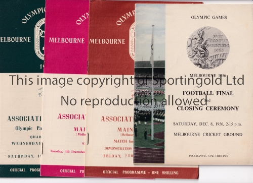 1956 OLYMPICS MELBOURNE / FOOTBALL Four programmes: Quarter-Finals 28/11/1956 - 1/12/1956, USA V