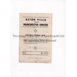 1948/9 ASTON VILLA v MANCHESTER UNITED Pirate issue by Knight for the League match at Villa 13/10/