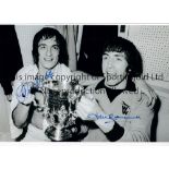 WOLVES Autographed 12 x 8 b/w photo showing Kenny Hibbitt and John Richards posing with the League