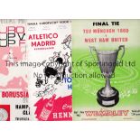 ECWC FINAL PROGRAMMES 1963, 1965 & 1966 Programmes for Atletico Madrid v Tottenham (Hennessy