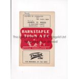 BRISTOL ROVERS Programme for the away Friendly v Barnstaple Town 16/5/1951. "Friendly" written on