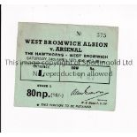 ARSENAL Ticket for the away League match v West Bromwich Albion 24/4/1971 in their Double Season,