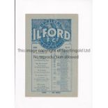 ILFORD V DULWICH HAMLET 1932 Programme for the League match at Ilford 21/4/1932, very slight