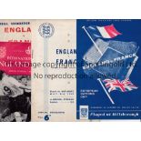 ENGLAND V FRANCE Four programmes: 1947 and 1951 both very slightly creased at Arsenal, 1957 at