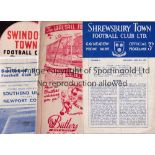 1955/6 NEWPORT COUNTY AWAYS Fourteen aways at Shrewsbury, Walsall, Southend, Swindon punch holes,