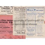 1945/6 NEWPORT COUNTY AWAYS Ten away programmes at Chelsea slight cease slight marks, Millwall