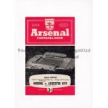 ARSENAL Programme for the home Southern Professional Floodlight Cup tie v Leicester City 23/11/1959,