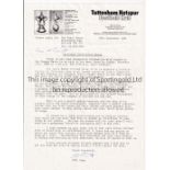 TOTTENHAM HOTSPUR CENTENARY DINNER Two letters relating to the Dinner, one signed by Bill (Bill