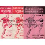 ROTHERHAM UNITED Eight home programmes v Doncaster Rovers 1/9/51, v Oldham 6/3/54, v Doncaster 18/