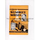 WOLVES Brochure, Wembley Wolves 1949. Good