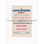 ENGLAND V BELGIUM 1946 Programme for the International at Wembley 19/1/1946, horizontal crease.