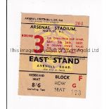 ARSENAL Ticket for the home FA Cup tie v Stoke City 5/1/1957, very slight vertical crease. Generally