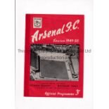 1950 LONDON SENIOR CUP FINAL ARSENAL Programme for the Dulwich Hamlet v Hounslow Town 6/5/1950. Tape