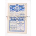 1936/7 SOUTHEND UNITED v NEWPORT COUNTY Programme for the League match at Southend 5/9/1936 staple