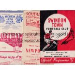 1953/4 NEWPORT COUNTY AWAYS Fifteen aways at Swindon slight fold, Southampton slight fold,