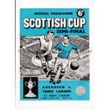 1959 SCOTTISH CUP SEMI-FINAL Programme for Aberdeen v Third Lanark 4/4/1959 at Ibrox Stadium, slight
