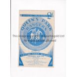 1936/7 QUEENS PARK RANGERS v NEWPORT COUNTY Programme for the League match at Rangers 13/3/1937 with