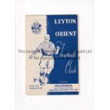 GILLINGHAM / 1950/1 FIRST SEASON FL RETURN Two programmes home 3/2/1951 and away v Leyton Orient