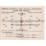 ARSENAL Programme for the home League match v Birmingham 30/4/1927. Good
