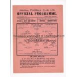 ARSENAL v MILLWALL 1942 Single sheet programme for the Arsenal home Football League South match 12/