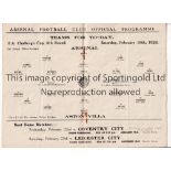 ARSENAL Programme for the home FA Cup match v Aston Villa 18/2/1928, very slightly creased.