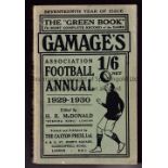 GAMAGES FOOTBALL ANNUAL. 1929-30 17th year of issue. Date noted on top and bottom of publication.