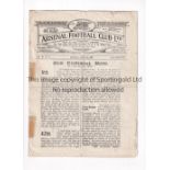 ARSENAL Programme for the home League match v Preston North End 14/4/1923, tape marks, creased and