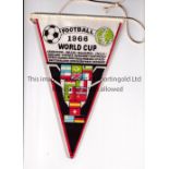 1966 WORLD CUP A 10" plastic covered pennant with all of the competing nation's flags on one side