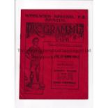 WOOLWICH ARSENAL V FULHAM 1914 / FIRST SEASON AT HIGHBURY Programme for the League match in the