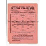 ARSENAL V ALDERSHOT 1941 Single sheet Arsenal home programme for the London War League match 1/11/