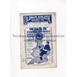 OLDHAM ATHLETIC V SUNDERLAND 1912 Programme for the League match at Oldham 2/3/1912, very slightly