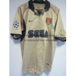 LAUREN ARSENAL PLAYER ISSUE SHIRT A Nike gold with short sleeves away shirt 2001 - 2002 with one