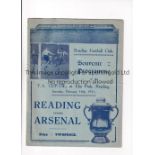 READING V ARSENAL 1935 FA CUP Programme Reading v Arsenal FA Cup 5th Round 16/2/1935. Horizontal