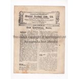 ARSENAL Programme for the home League match v Derby County 30/10/1920, horizontal crease and very