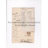 LUTON TOWN AUTOGRAPHS 1946/7 A white card signed by 26 players and Manager and Trainer including