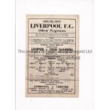 LIVERPOOL Single sheet home programme for the FL War Cup v Crewe Alexandra 12/2/1944, horizontal