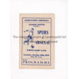 TOTTENHAM HOTSPUR V ARSENAL Pirate programme issued by Buick for the League match at Tottenham 10/
