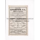 LIVERPOOL Single sheet home programme for the FL North match v Stockport County 2/9/1944, slightly