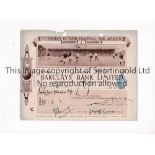 TOTTENHAM HOTSPUR An official large cheque 7/12/1925 with a scene from White Hart Lane at the top