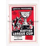 1955 SCOTTISH LEAGUE CUP SEMI-FINAL Programme for Rangers v Aberdeen 1/10/1955 at Hampden,