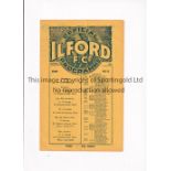 ILFORD Home Isthmian League programme v Nunhead 19/11/1932, slight horizontal creases. Generally
