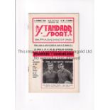 SUNDERLAND Programme for the away Friendly v Standard Liege 3/10/1962, very slightly marked.