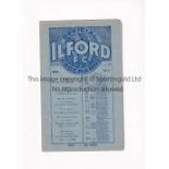 ILFORD Home London Senior Cup tie programme v Dulwich Hamlet 28/1/1933, slight horizontal creases.