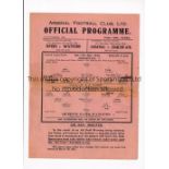 ARSENAL Home single sheet programme for the FLS match v Queen's Park Rangers 14/11/1942, folded,
