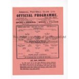 ARSENAL Home single sheet programme for the FLS match v West Ham United 11/12/1943, slightly creased
