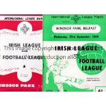 IRISH LEAGUE V FOOTBALL LEAGUE / BRIAN CLOUGH SCORED 5 Two programmes for matches in Belfast 25/4/