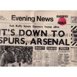 ARSENAL 1970/1 Fourteen newspapers with coverage of Arsenal in second half of the Double Season.