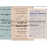 BOYS FOOTBALL Three programmes: West Ham Boys v Danish Boys 24/9/1951 at Forest Gate, London Boys