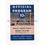 ENGLAND 1950 Ontario All-Stars v England (English Internationals) played 24/5/1950 at Municipal