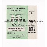 1966 WORLD CUP Ticket for the Quarter-Final at Wembley, England v Argentina, very slightly